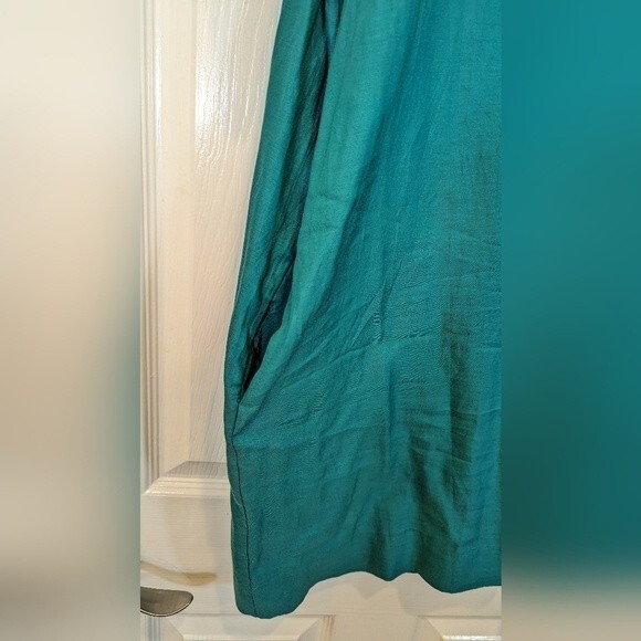 COS Jade Green Mock Cowl Neck Short Sleeve midi dress pockets size Large EU 42 - Picture 8 of 8